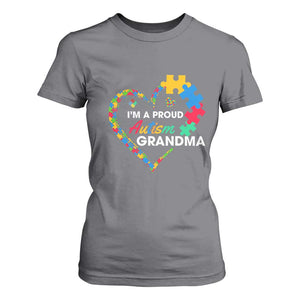 I'm A Proud Autism Grandma T Shirt For Women Puzzle Piece Heart TS01 Charcoal Printyourwear