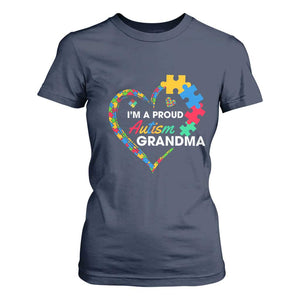 I'm A Proud Autism Grandma T Shirt For Women Puzzle Piece Heart TS01 Navy Printyourwear