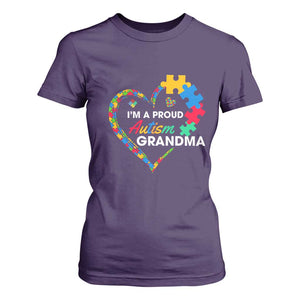 I'm A Proud Autism Grandma T Shirt For Women Puzzle Piece Heart TS01 Purple Printyourwear