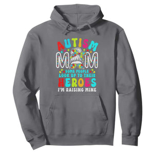 Autism Mom Hoodie Some People Look Up to Heroes I'm Raising Mine Messy Bun Mother TS01 Charcoal Printyourwear
