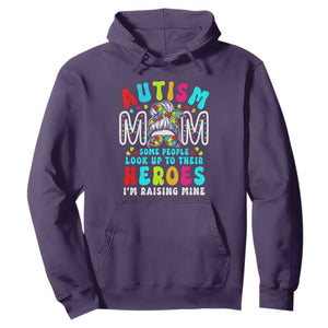 Autism Mom Hoodie Some People Look Up to Heroes I'm Raising Mine Messy Bun Mother TS01 Purple Printyourwear