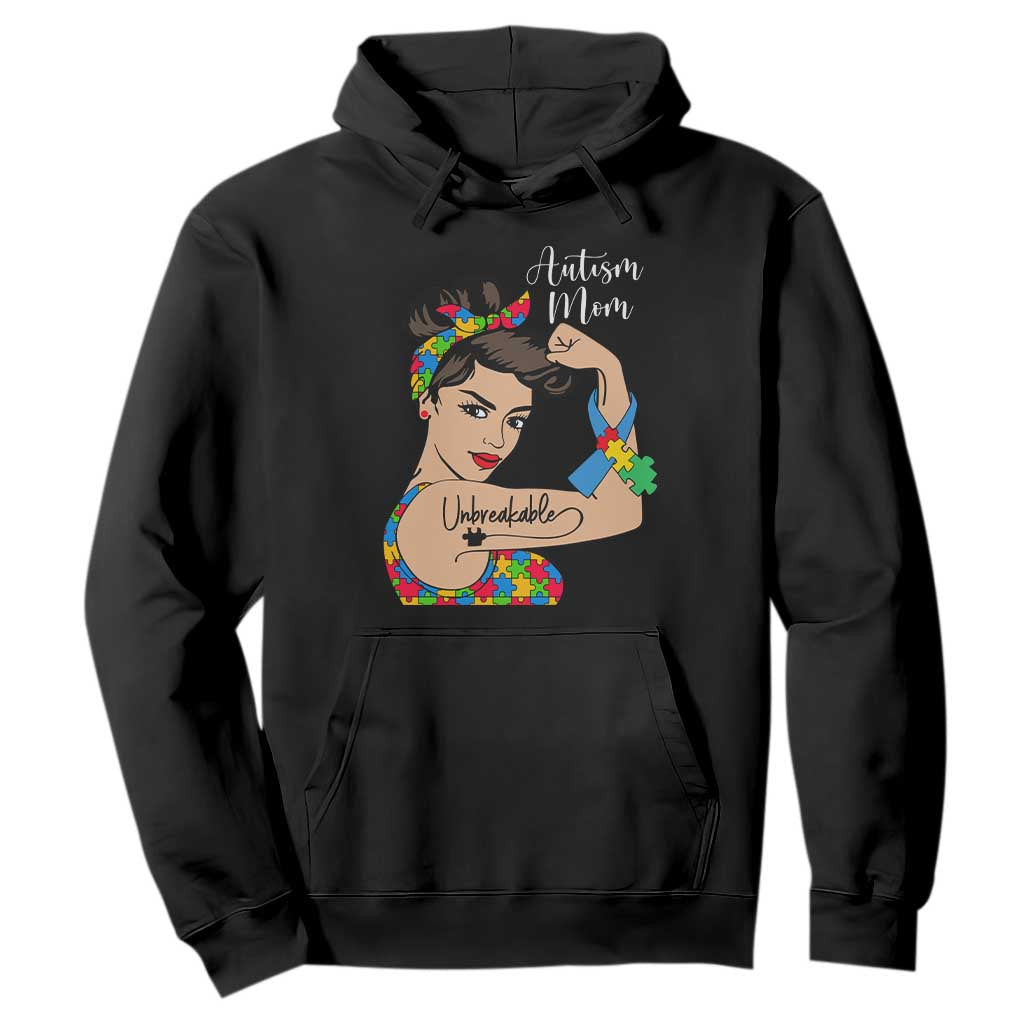 Autism Mom Hoodie Unbreakable Woman TS01 Black Printyourwear