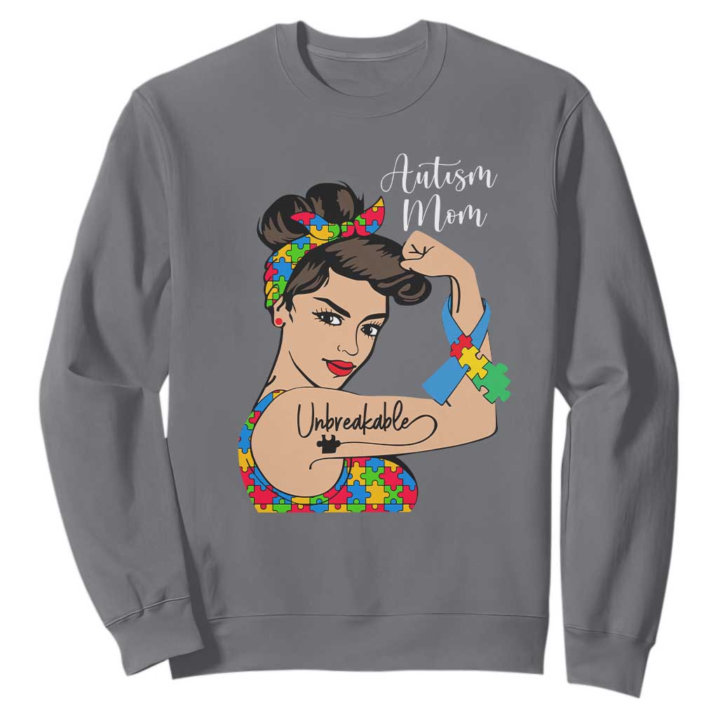 Autism Mom Sweatshirt Unbreakable Woman TS01 Charcoal Printyourwear