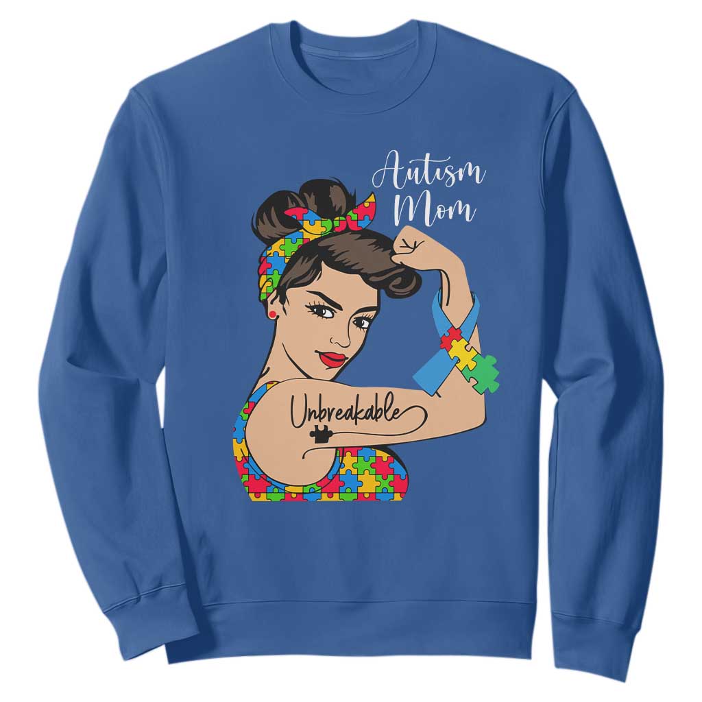 Autism Mom Sweatshirt Unbreakable Woman TS01 Royal Blue Printyourwear