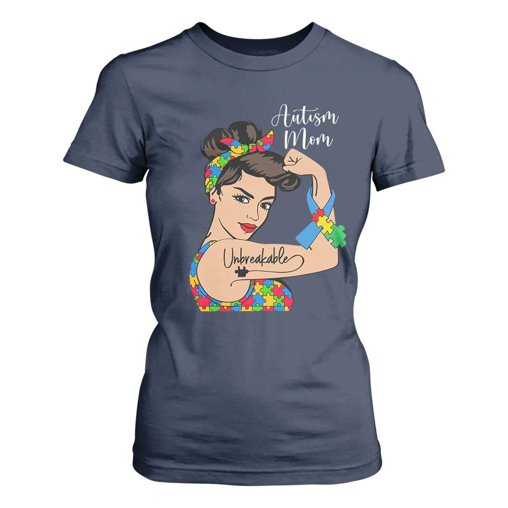 Autism Mom T Shirt For Women Unbreakable Woman TS01 Navy Printyourwear