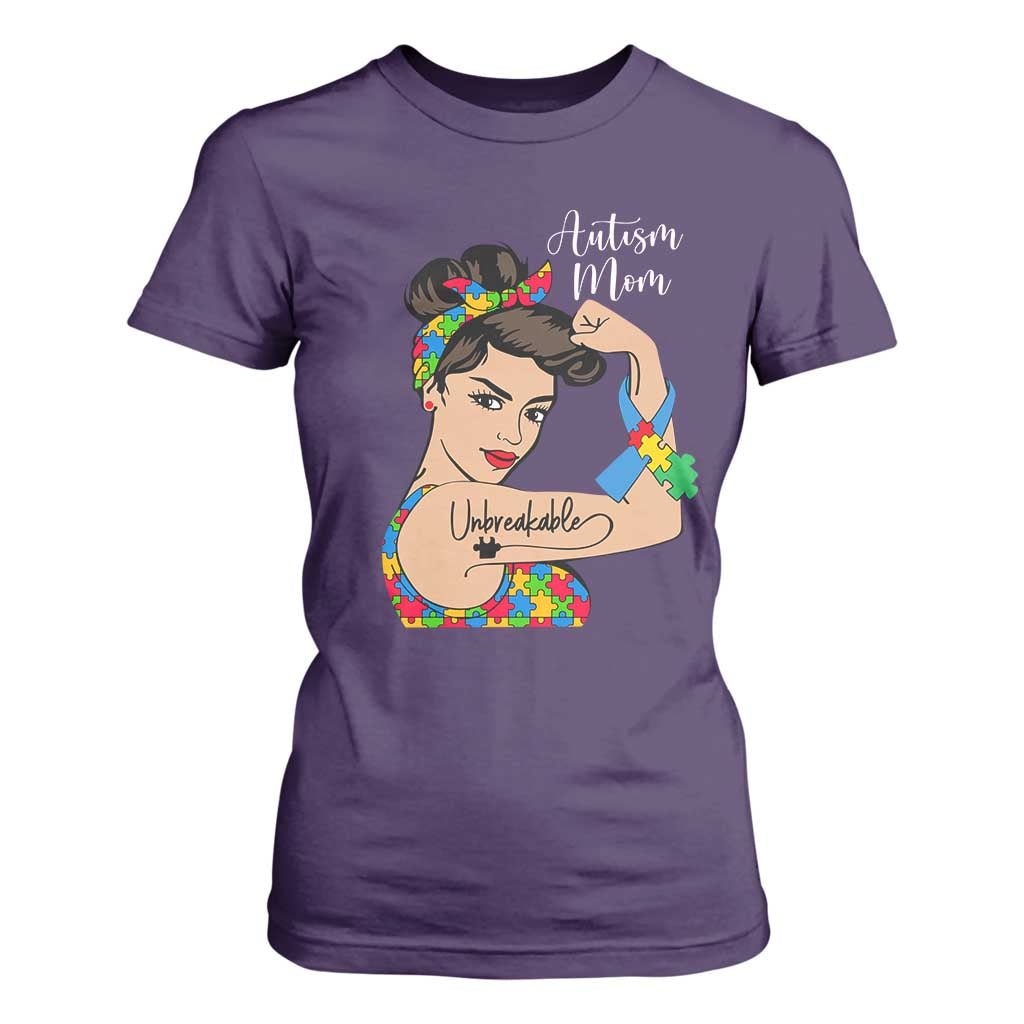 Autism Mom T Shirt For Women Unbreakable Woman TS01 Purple Printyourwear