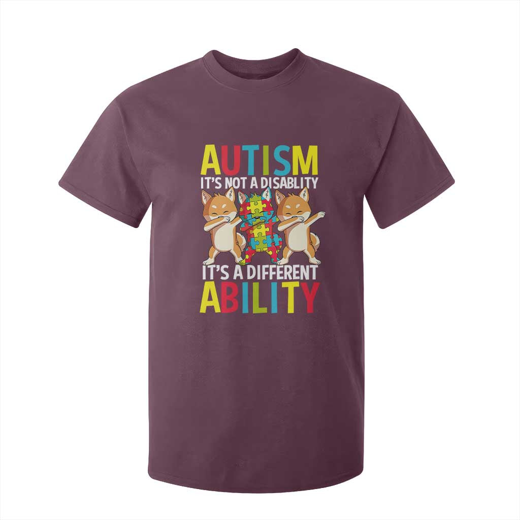 Dog Autism Awareness T Shirt For Kid It's Not A Disablity It's A Different Ability TS01 Maroon Printyourwear