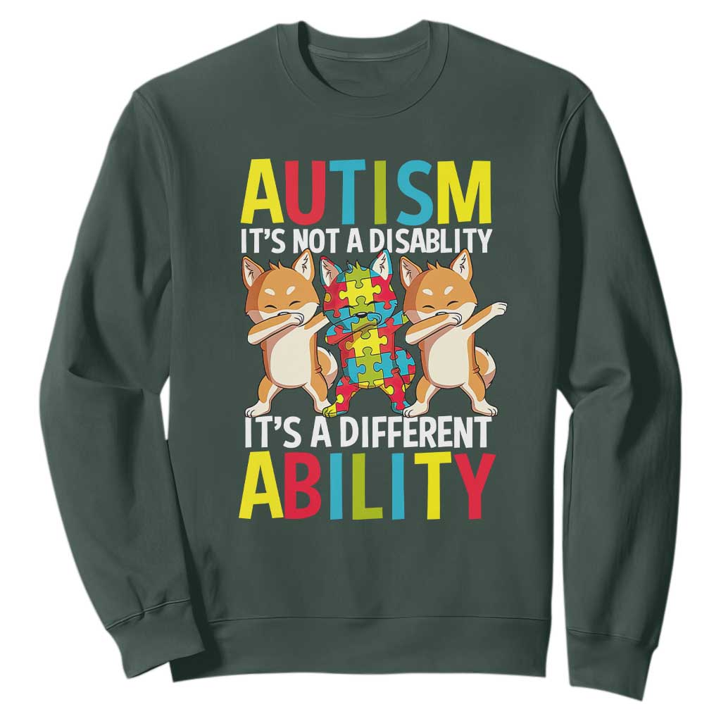 Dog Autism Awareness Sweatshirt It's Not A Disablity It's A Different Ability TS01 Dark Forest Green Printyourwear