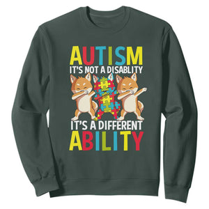 Dog Autism Awareness Sweatshirt It's Not A Disablity It's A Different Ability TS01 Dark Forest Green Printyourwear
