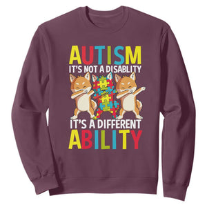 Dog Autism Awareness Sweatshirt It's Not A Disablity It's A Different Ability TS01 Maroon Printyourwear