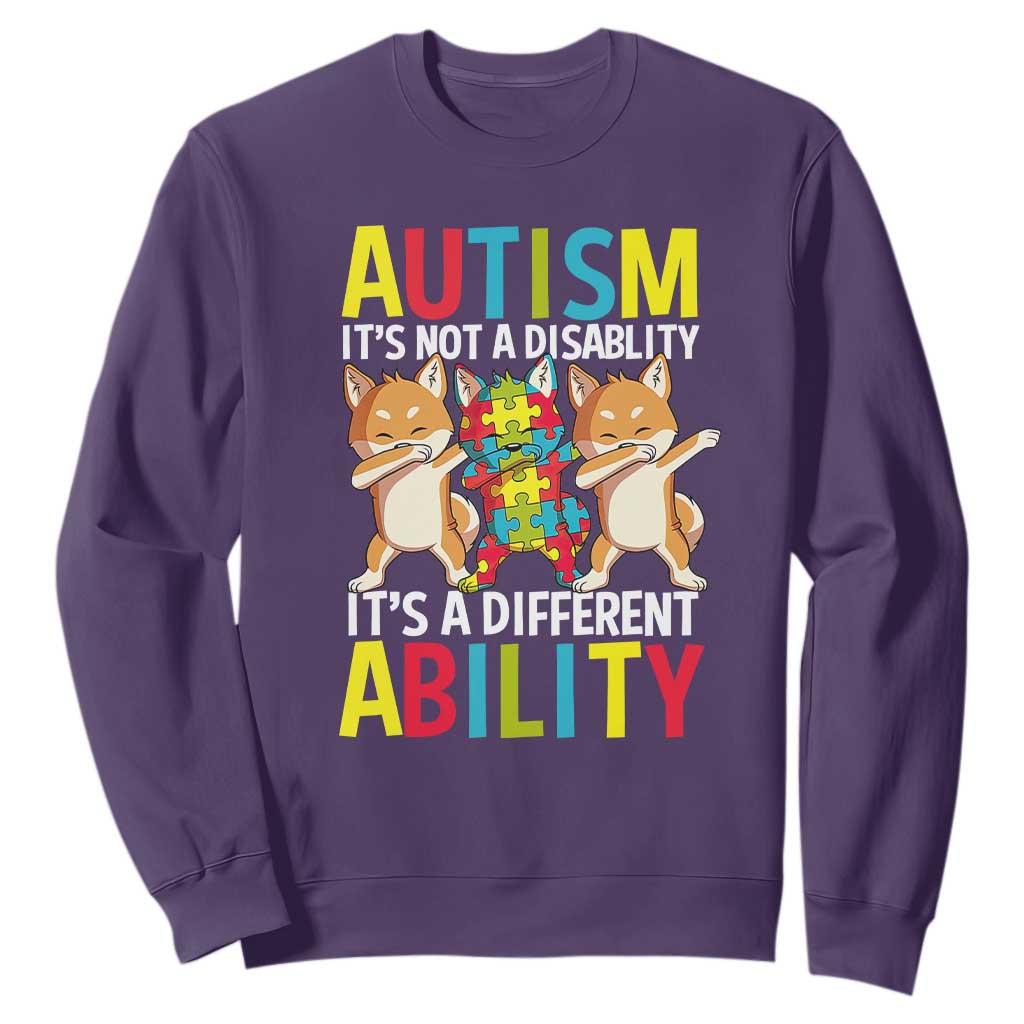 Dog Autism Awareness Sweatshirt It's Not A Disablity It's A Different Ability TS01 Purple Printyourwear