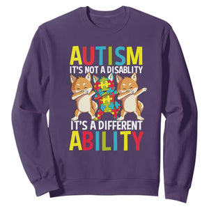 Dog Autism Awareness Sweatshirt It's Not A Disablity It's A Different Ability TS01 Purple Printyourwear