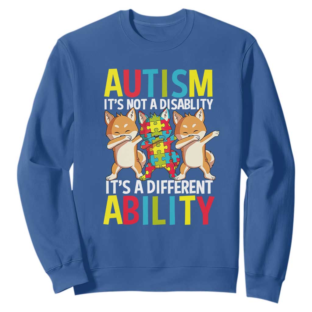 Dog Autism Awareness Sweatshirt It's Not A Disablity It's A Different Ability TS01 Royal Blue Printyourwear