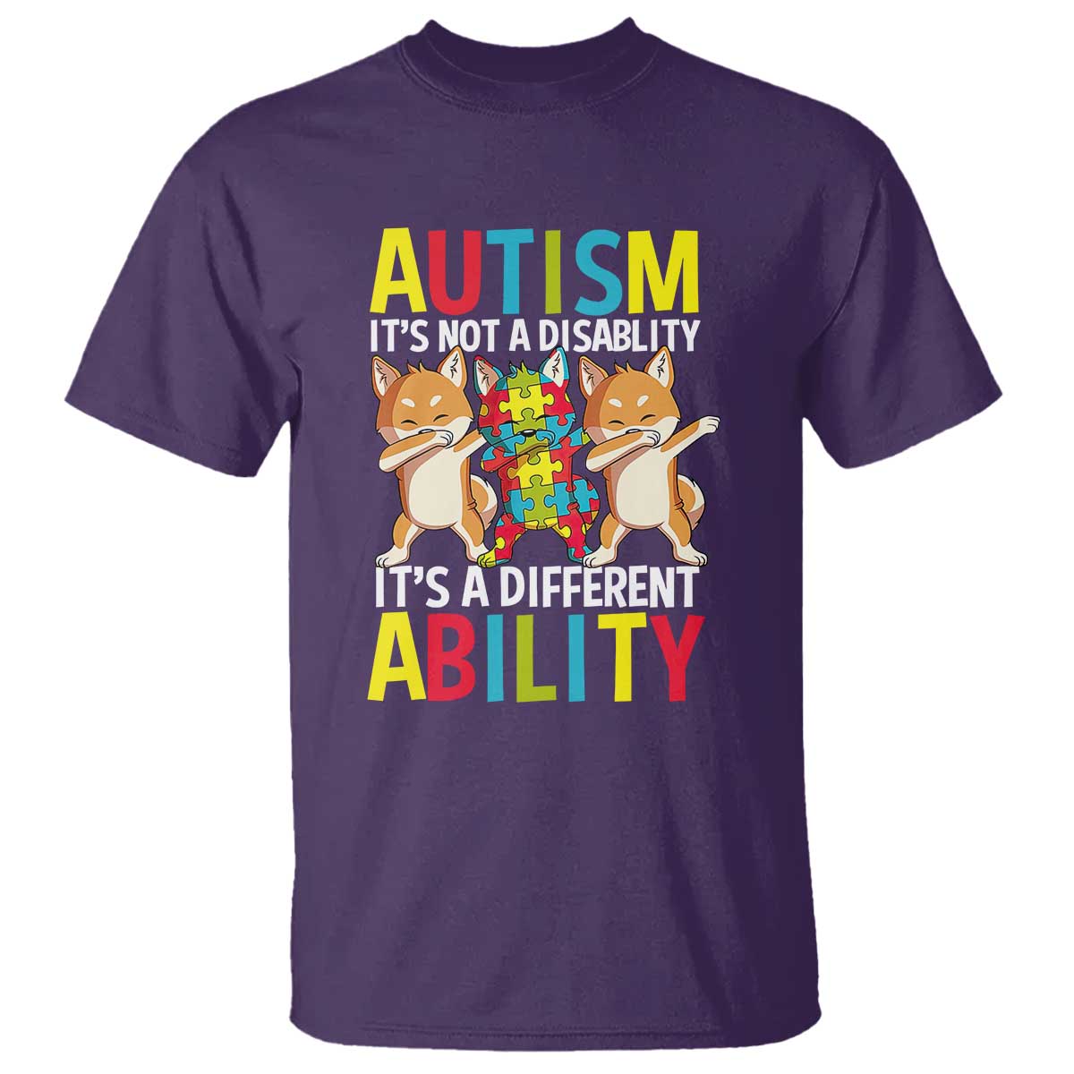 Dog Autism Awareness T Shirt It's Not A Disablity It's A Different Ability TS01 Purple Printyourwear