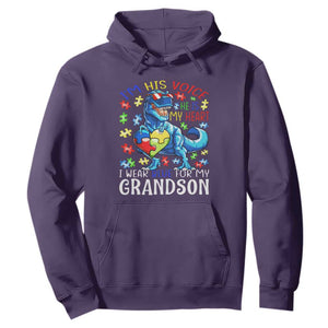 Autism Grandma Hoodie I Am His Voice He Is My Heart I Wear Blue For My Grandson TS01 Purple Printyourwear