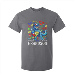 Autism Grandma T Shirt For Kid I Am His Voice He Is My Heart I Wear Blue For My Grandson TS01 Charcoal Printyourwear