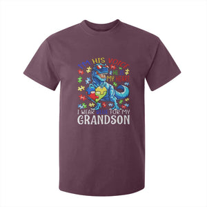 Autism Grandma T Shirt For Kid I Am His Voice He Is My Heart I Wear Blue For My Grandson TS01 Maroon Printyourwear