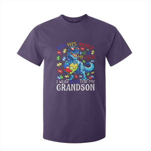 Autism Grandma T Shirt For Kid I Am His Voice He Is My Heart I Wear Blue For My Grandson TS01 Purple Printyourwear