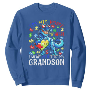 Autism Grandma Sweatshirt I Am His Voice He Is My Heart I Wear Blue For My Grandson TS01 Royal Blue Printyourwear