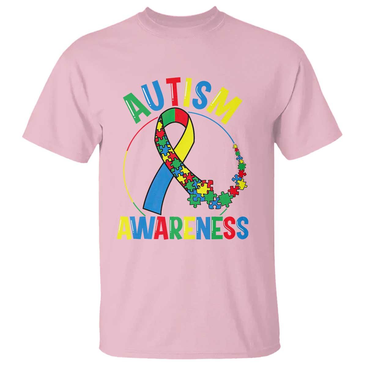 Autism Awareness T Shirt Spectrum Ribbon TS01 Light Pink Printyourwear