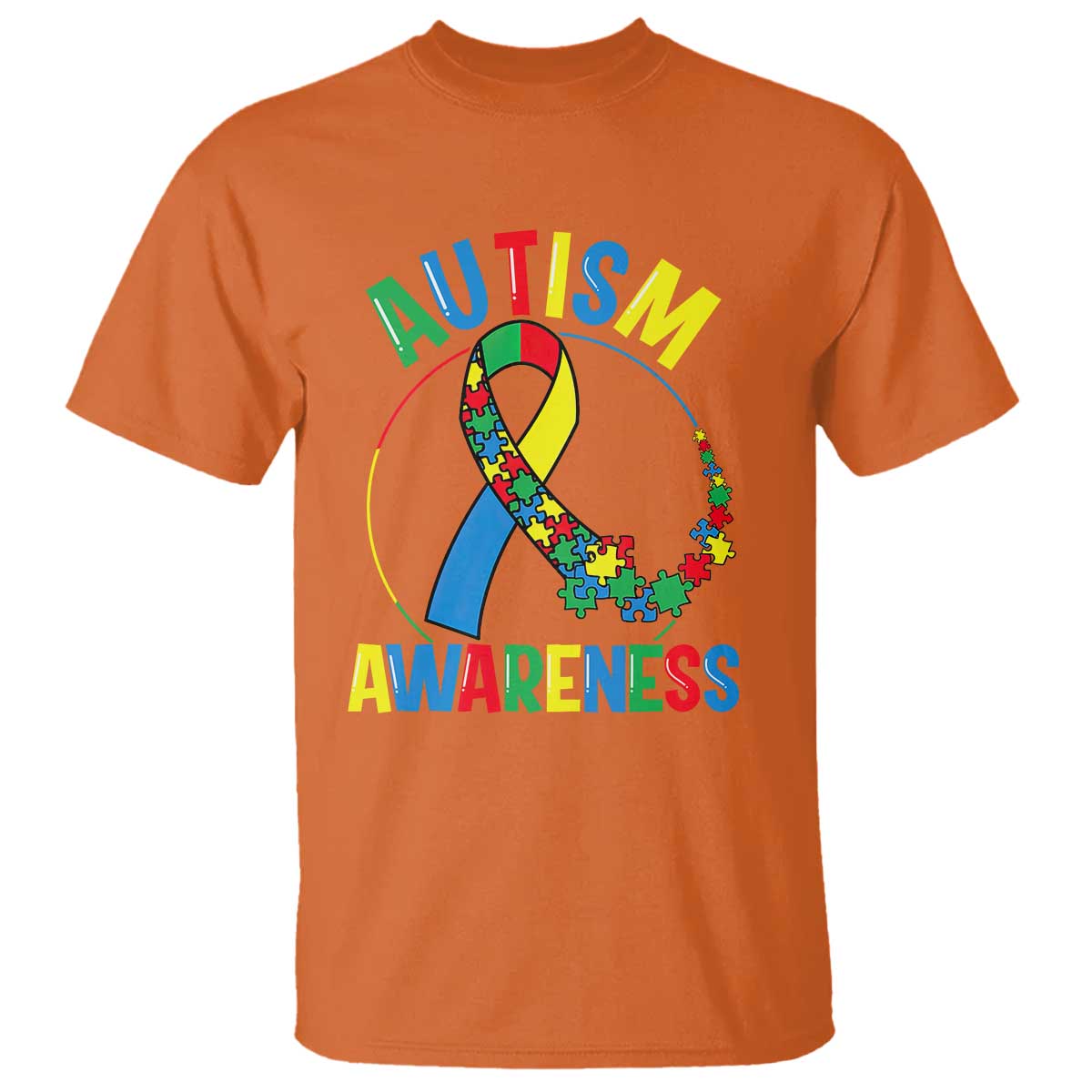 Autism Awareness T Shirt Spectrum Ribbon TS01 Orange Printyourwear