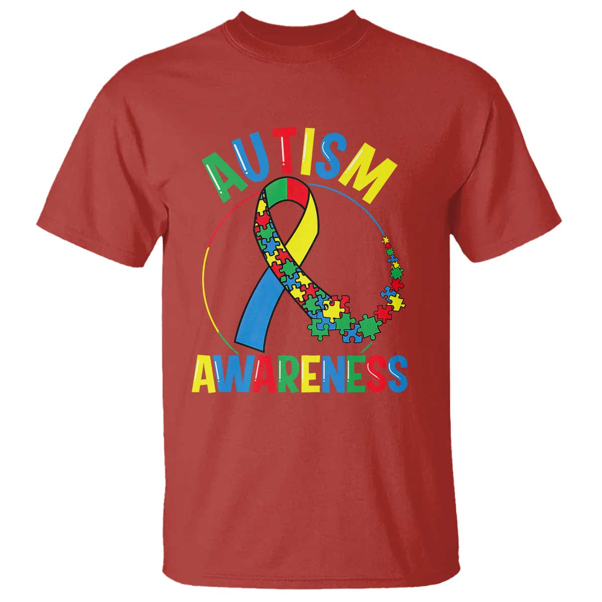 Autism Awareness T Shirt Spectrum Ribbon TS01 Red Printyourwear