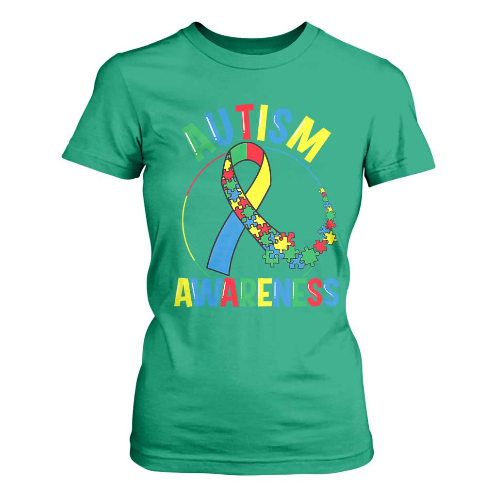Autism Awareness T Shirt For Women Spectrum Ribbon TS01 Irish Green Printyourwear