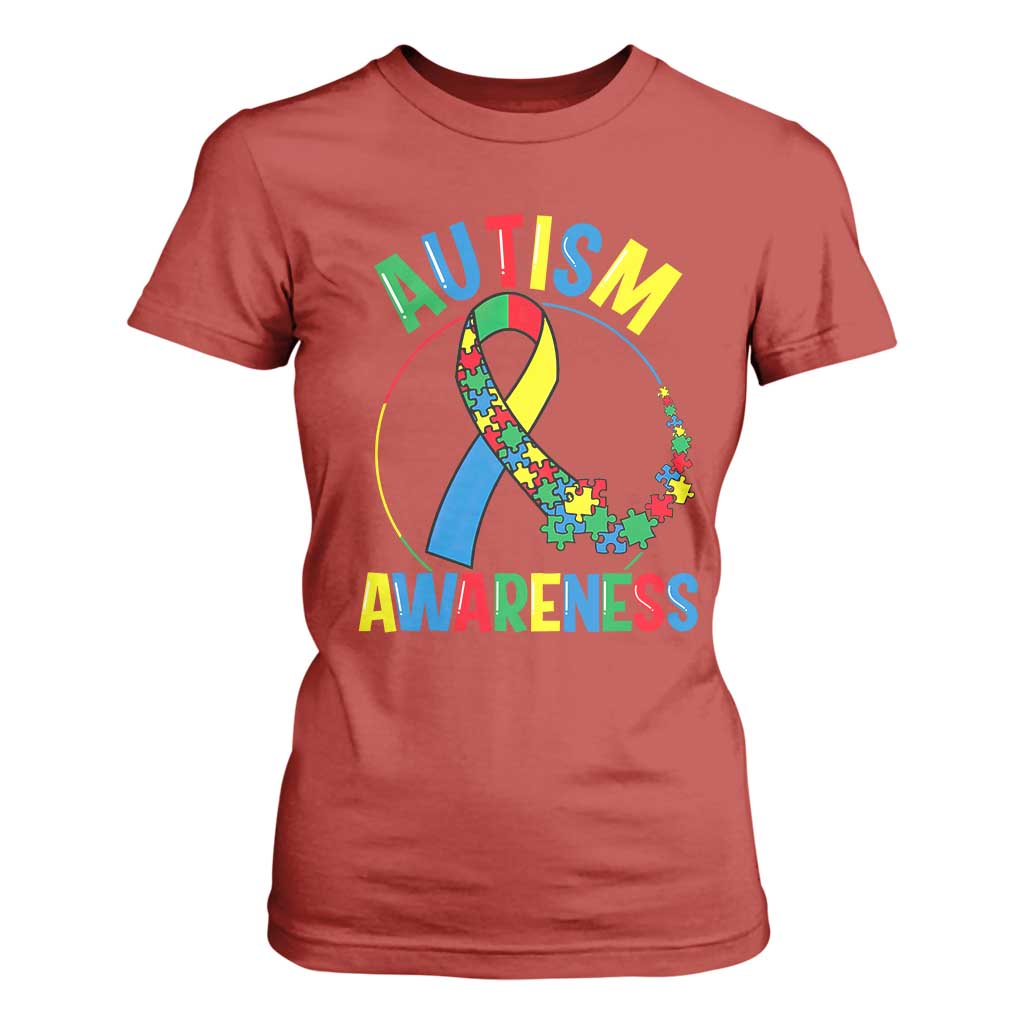 Autism Awareness T Shirt For Women Spectrum Ribbon TS01 Red Printyourwear