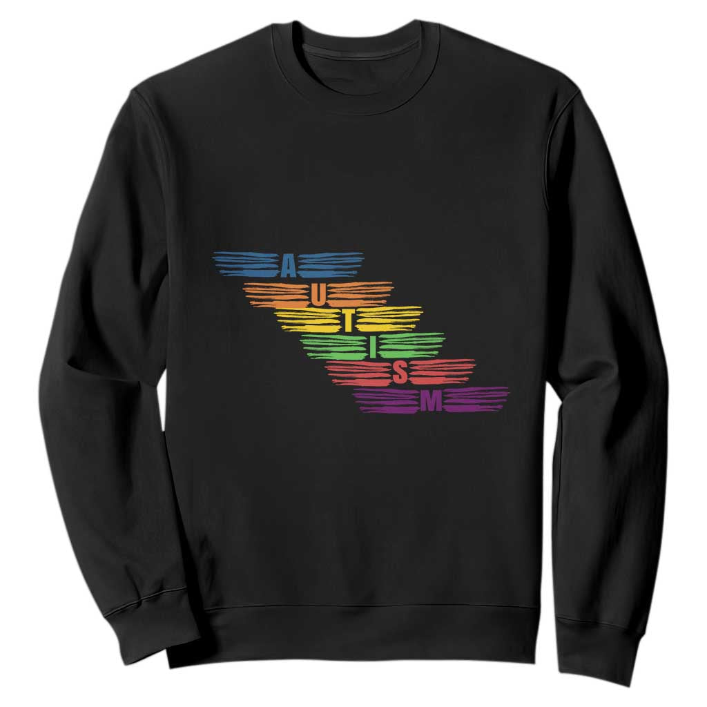 Embrace Autism Sweatshirt Love Support Spectrum Typography TS01 Black Printyourwear