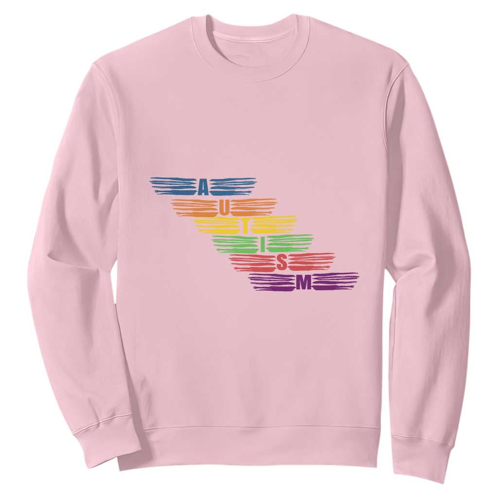 Embrace Autism Sweatshirt Love Support Spectrum Typography TS01 Light Pink Printyourwear