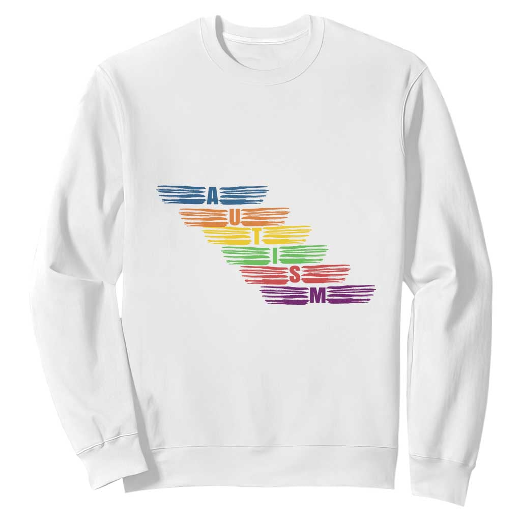 Embrace Autism Sweatshirt Love Support Spectrum Typography TS01 White Printyourwear