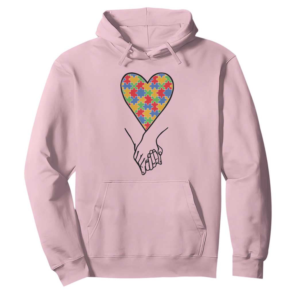 Heart Autism Awareness Hoodie Spectrum Puzzle Piece Together Love Support TS01 Light Pink Printyourwear