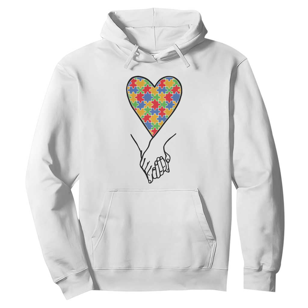 Heart Autism Awareness Hoodie Spectrum Puzzle Piece Together Love Support TS01 White Printyourwear