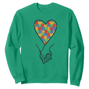 Heart Autism Awareness Sweatshirt Spectrum Puzzle Piece Together Love Support TS01 Irish Green Printyourwear