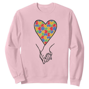Heart Autism Awareness Sweatshirt Spectrum Puzzle Piece Together Love Support TS01 Light Pink Printyourwear