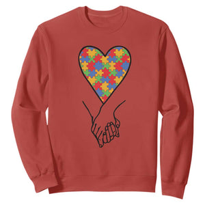 Heart Autism Awareness Sweatshirt Spectrum Puzzle Piece Together Love Support TS01 Red Printyourwear