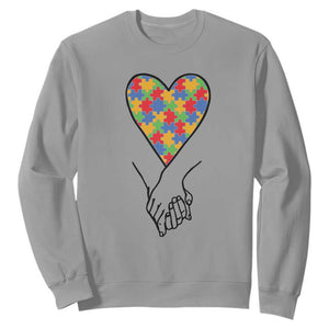 Heart Autism Awareness Sweatshirt Spectrum Puzzle Piece Together Love Support TS01 Sport Gray Printyourwear