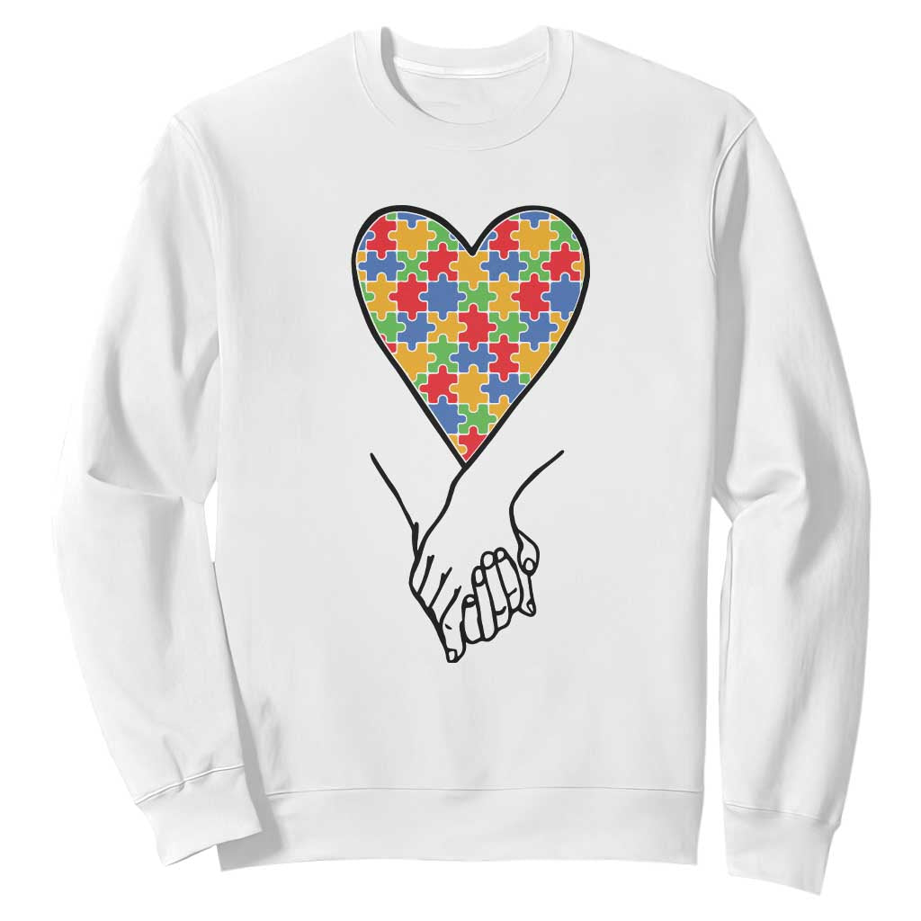 Heart Autism Awareness Sweatshirt Spectrum Puzzle Piece Together Love Support TS01 White Printyourwear