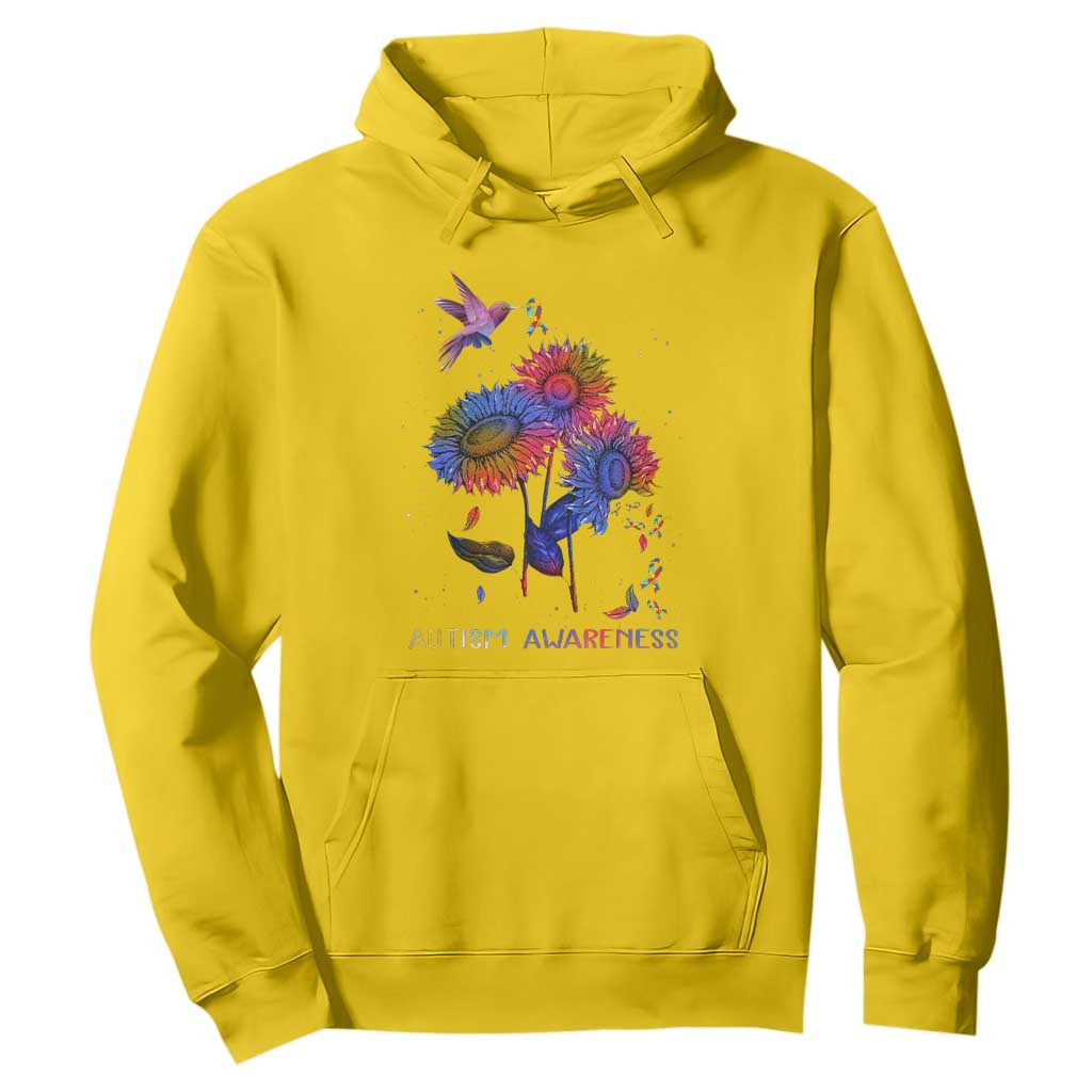 Autism Awareness Hoodie Colorful Sunflower With Bird Spectrum Ribbon TS01 Daisy Printyourwear