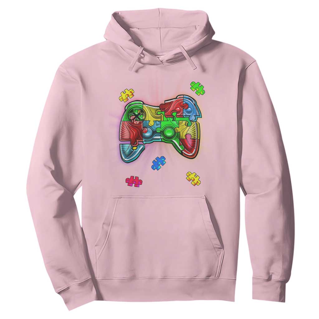 Autism Awareness Gamer Hoodie Video Game Control Puzzle Piece TS01 Light Pink Printyourwear