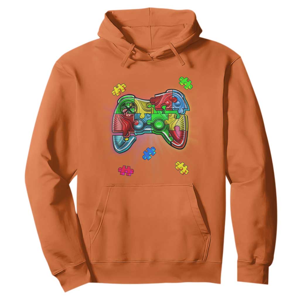 Autism Awareness Gamer Hoodie Video Game Control Puzzle Piece TS01 Orange Printyourwear