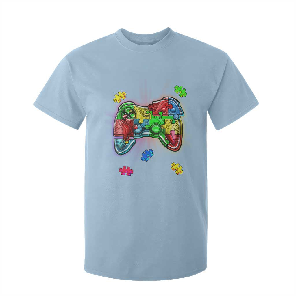 Autism Awareness Gamer T Shirt For Kid Video Game Control Puzzle Piece TS01 Light Blue Printyourwear