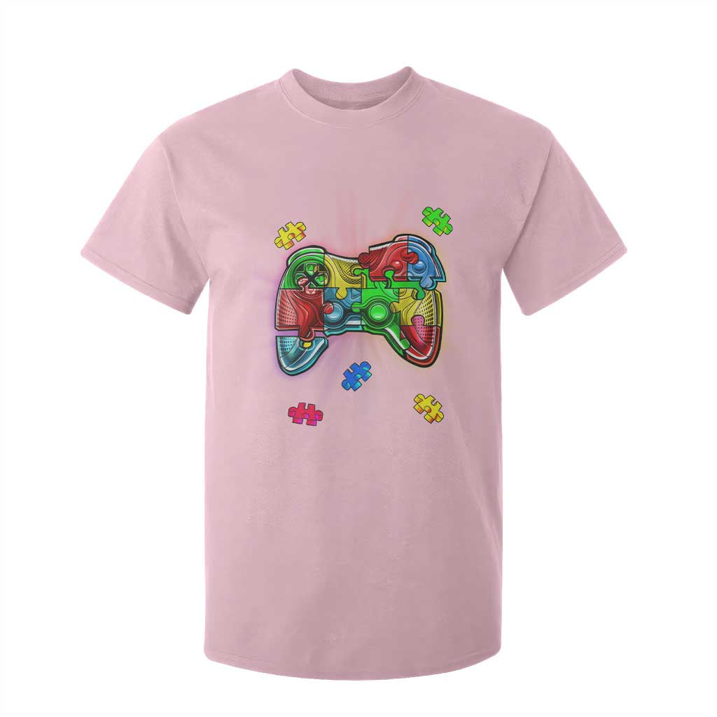 Autism Awareness Gamer T Shirt For Kid Video Game Control Puzzle Piece TS01 Light Pink Printyourwear