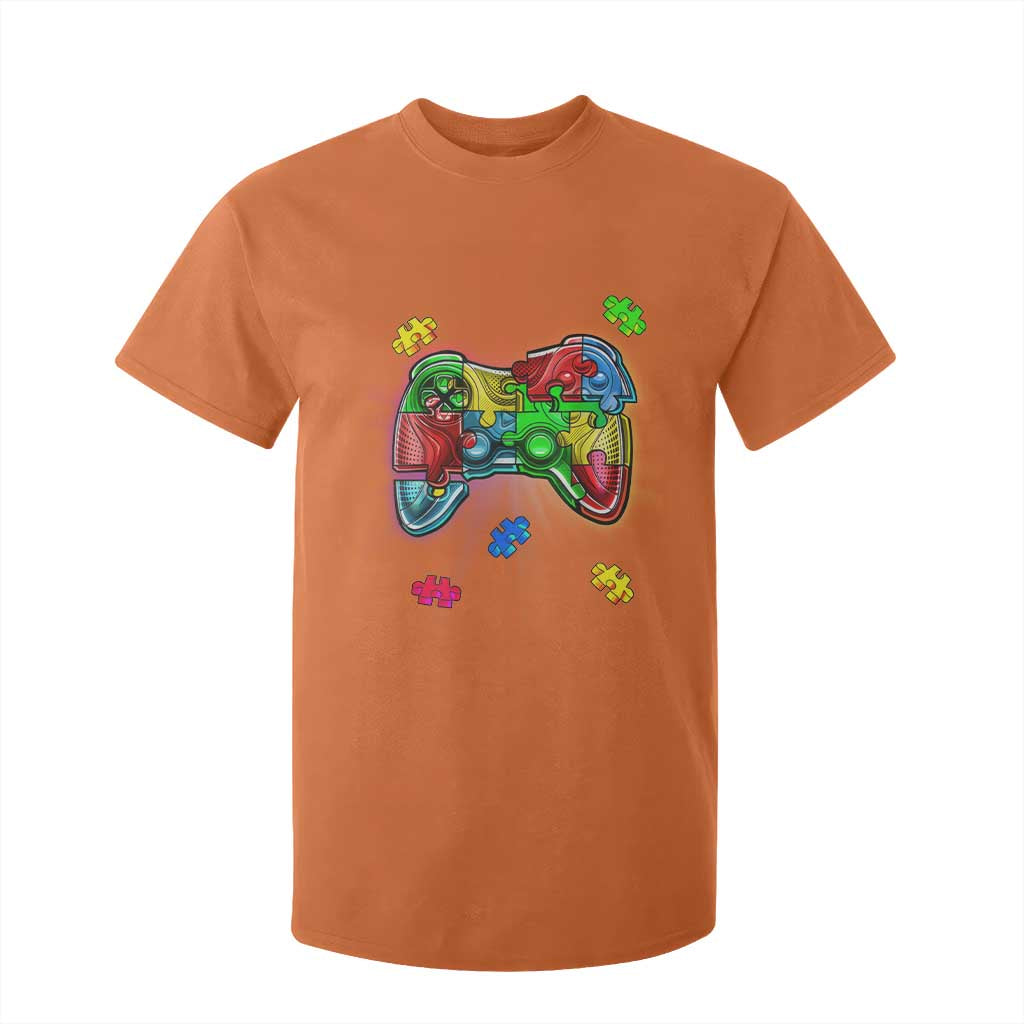 Autism Awareness Gamer T Shirt For Kid Video Game Control Puzzle Piece TS01 Orange Printyourwear
