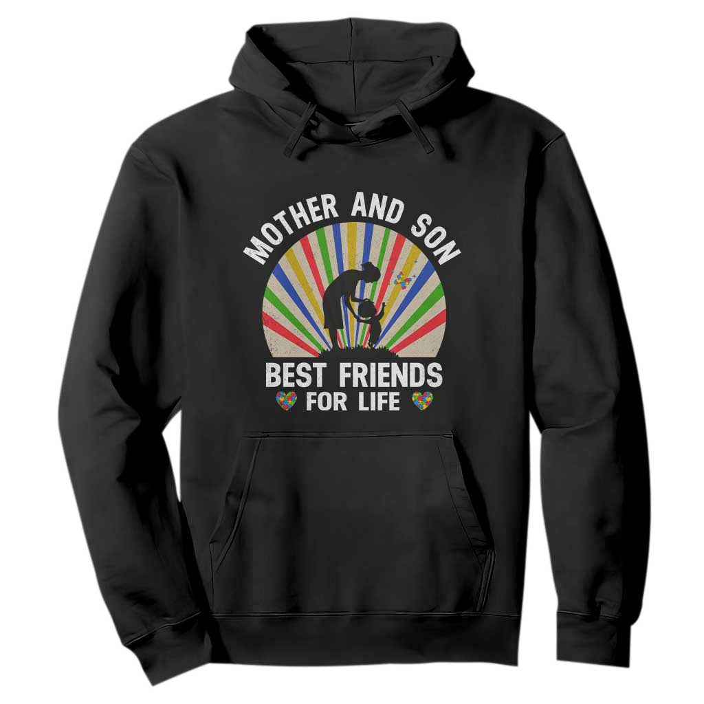 Autism Mom Hoodie Mother And Son Best Friends For Life Retro TS01 Black Printyourwear