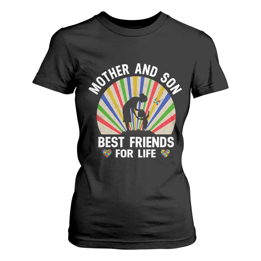 Autism Mom T Shirt For Women Mother And Son Best Friends For Life Retro TS01 Black Printyourwear