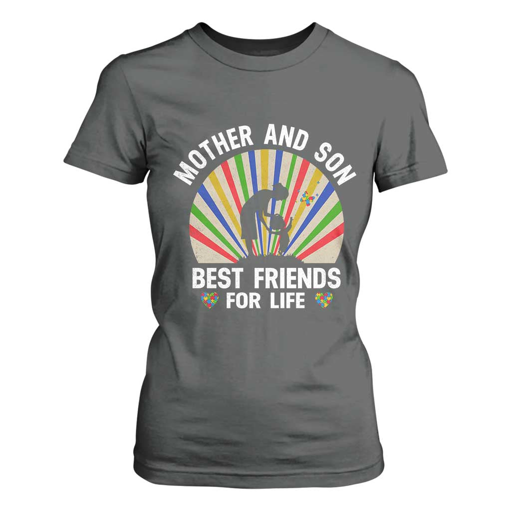Autism Mom T Shirt For Women Mother And Son Best Friends For Life Retro TS01 Dark Heather Printyourwear