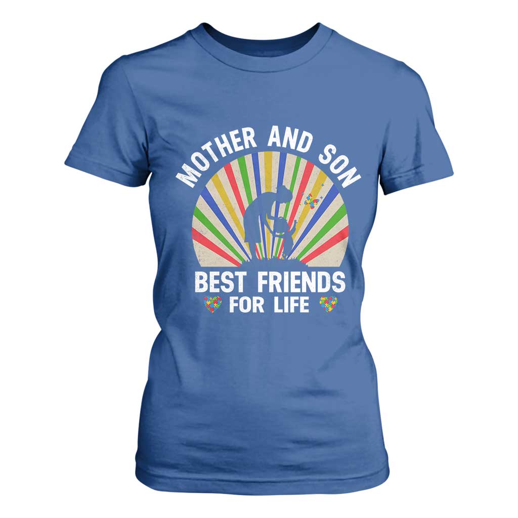 Autism Mom T Shirt For Women Mother And Son Best Friends For Life Retro TS01 Royal Blue Printyourwear