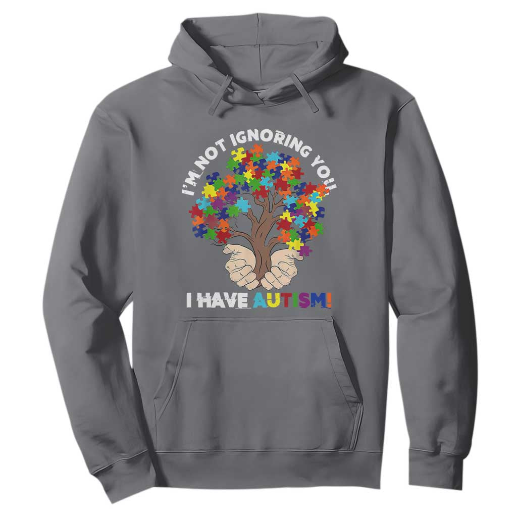 I'm Not Ignoring You I Have Autism Hoodie Puzzle Tree TS01 Charcoal Printyourwear