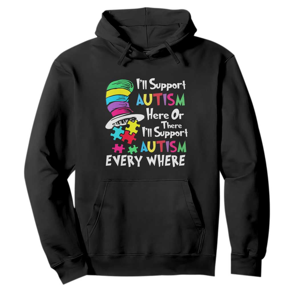 Autism Awarenes Hoodie I'll Support Autism Every Where TS01 Black Printyourwear